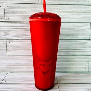 Starbucks 2022 Valentines Tumbler 24oz Venti Dome Red Heart Soft Touch